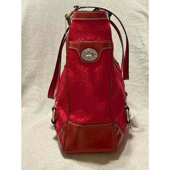 Coach Red Signature Gallery Tote Handbag Excellent Condition - Picture 2 of 13